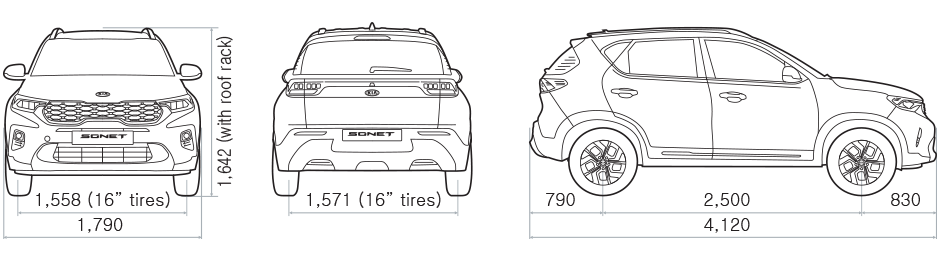 kia-sonet-QY21my-dimensions-all-view